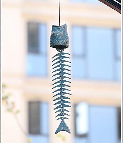 Outdoor Fish Skeleton Decor Bell, Charming Frontier Style Hanging Bells Weather Resistant Shopkeepers Bell for Garden Home - Image 3