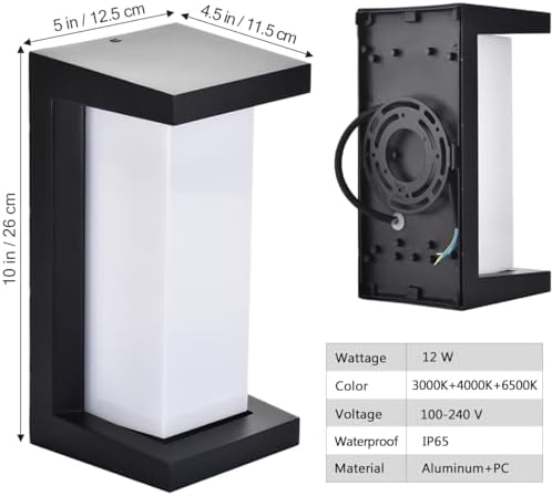 wowlite Exterior Lighting Fixtures, 3CCT LED Outdoor Wall Sconce, Black - Image 7