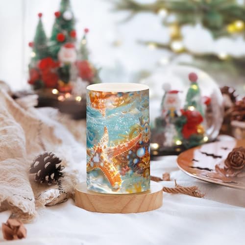 ALAZA Starfish Underwater Flameless Candles, LED Pillar Candles with Remote Timer, Battery Operated Candles Set of 2 - Image 2