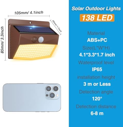 Peasur 8 Pack Solar Motion Sensor Lights Outdoor Waterproof with 3 Modes - Image 6