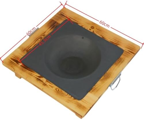 Fire Pit Table Solid Wood cast Iron Grill Brazier Heating Stove Barbecue Grill Household Charcoal Stove Square Metal Firepit Stove Backyard Patio Garden Fireplace - Image 5