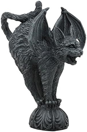 Gifts & Decor Ebros Bizarre Gothic Eureka Bat Winged Cat Gargoyle Statue 7" Tall Stoic Feline Guardian Castle Top Stone Creature Figurine - Image 2