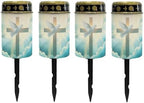 Poceacles Cemetery Candle Grave Lights Outdoor Waterproof Decoration Pathway Lights Garden Solar Candle for Garden Lawn Decor, 4 Pieces, Dove of Peace Cross Cloud Print by Poceacles