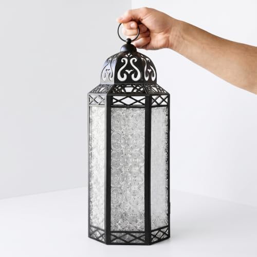 Vela Lanterns Decorative Indoor Candle Holder Table Centerpieces - Moroccan Hanging Outdoor Patio & Porch Home Decor, Turkish Floor Lamp for Wedding, Ramadan (Extra Large 16", Clear Glass) - Image 3