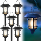 Dynaming 6 Pack Dual Use Solar Path Lights Outdoor, Hanging Lantern Solar Garden Lights with Edison Bulb, Landscape Lighting, Waterproof & Auto On/Off for Patio Pathway Walkway Driveway, Warm White by Dynaming