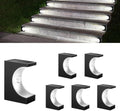 Solar Step Lights, IP65 Waterproof Auto On Off, Monocrystalline Solar Panel No Drill Install 8H Long Lasting, Crescent Shape Outdoor Lights for Stairs Patio Yard Porch Deck (6, Pure White) by Unknown