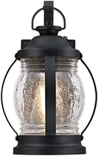 Westinghouse 6120400 Canyon Craftsman-Style One Light Outdoor Wall Fixture with Dusk to Dawn Sensor, Textured Black Finish, Clear Crackle Glass - Image 3