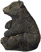 Solid Rock Stoneworks Sitting Bear Cub Stone Garden Statue 12in Tall Autumn Brown Color - Image 2
