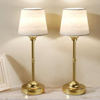 CHLORANTHUS 2 Pack Cordless Table Lamps, 3 Colors Stepless Dimming Fabric Desk Lamp, 6000mAh Rechargeable Battery LED Desk Lamp, Touch Night Light for Bedroom, Dining, Desk, Cafe by CHLORANTHUS