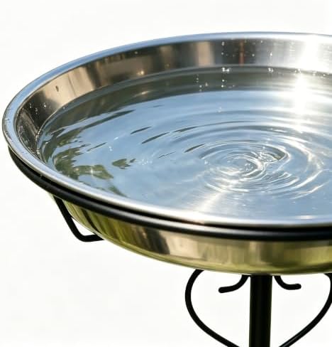 Metal Bird Bath for Outside, 11.6In Removable Stainless Steel Tray, Weather-Resistant Standing Water Feeder for Garden Patio Lawn, Black - Image 4