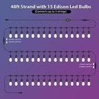 Mlambert Multicolor 96FT(2x48FT) LED Patio String Lights with Remote, Black - Image 6
