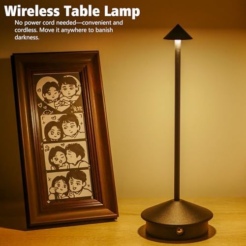2 Pack Cordless LED Table Lamp, Rechargeable 5200mAH Battery Operated Lamp for Decor, 3 Color Stepless Dimming Desk Lamps, for Restaurant, Bedroom, Outdoor Camping, Coffee Shop, Night Light - Image 7