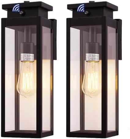 Cerdeco 15" Dusk to Dawn Outdoor Wall Light with 4-Side Clear Glass,2 Pack by Cerdeco
