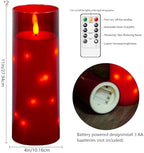 kakoya 11" x 4" Large Outdoor Waterproof Flameless LED Candles with Remote and Timer,Acrylic Pillar Candles Battery Operated with Embedded Star String for Porch,Patio,Outdoor Decor,Set of 2(Red) - Image 5