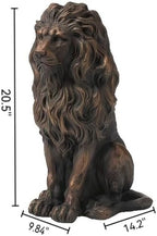 20.5" Brown Lion Statue, Resin Outdoor Guardian Sculpture, Faux Decor - Image 3