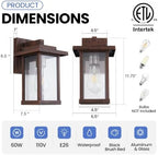 Outdoor Wall Sconce, Brown Outside Porch Light Fixtures Clear Glass - Image 5