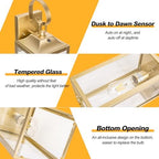 19" Large Dusk to Dawn Outdoor Wall Light Porch Light Outdoor Gold - Image 3
