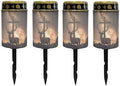 Poceacles 4 PCS Cross Solar Pathway Lights - Outdoor Grave Solar Lights, Waterproof Cemetery Flameless Candles, Brown by Poceacles