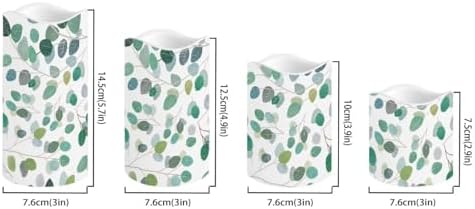 Green Leaves Flameless Candle with Remote Control Electric LED Pillar Candle Timer Color Changing Long Lasting Pack of 4 Battery Candles for Tabletop Beach Home Indoor Decoration - Image 2
