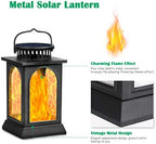 TomCare Flickering Flame Solar Lights Outdoor Metal Hanging Lantern, 2 Pack - Image 2