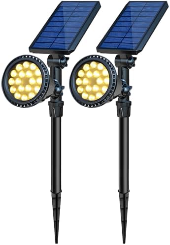 Solar Spot Lights Outdoor, Waterproof Solar Landscape Spotlights 18 LED 2-in-1 Uplights Adjustable Flag Pole Lights Solar Powered 3000k Warm White for Garden Yard Driveway Pathway by OSORD