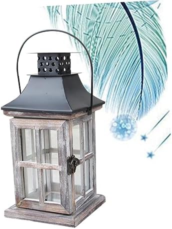Vintage Wooden Wall Hanging Candle Lantern Iron Holder for Veranda Terrace - Image 7