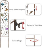 SUNNYPARK Set of 2 Butterfly Metal Garden Trellis for Climbing Plants, Decorative Vegetables Flowers Vine Trellis for Outdoor Patio 60'' H x 11'' W - Image 4