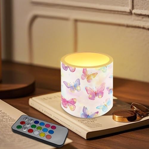 4 Pieces Flameless LED Lights Candles with Remote Battery Powered LED Votive Candles for Valentine Party Wedding Birthday Party Outdoor, Gradient Glow Butterfly Pattern - Image 3