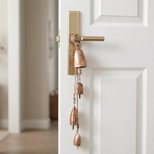 Handmade Rustic Vintage Farmhouse Decorative Bells, Hanging Witches Bells for Protection, Cow Bell Wind Chime for Outdoor, Door Knob Bell Door for Opening, Witchcraft Christmas Wreaths Ornament - Image 6