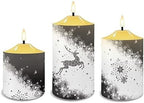 Cozeyat 3 Pieces Flameless Candles with Remote Control, Flickering Romantic Realistic Wax Pillar Tealights, Christmas Snowflake ELK Pattern Flameless Bullet Floating Candles for Christmas - Image 2