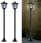 2-Pack 40-Inch Solar-Powered Mini Lamp Post Lights – Vintage Street Lights for Halloween, Thanksgiving & Christmas – Outdoor Solar Garden Lights for Lawn, Pathway, Driveway, Front/Back Door Holiday D by Unknown