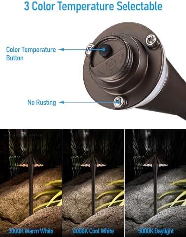 LEONLITE 6-Pack 3CCT Low Voltage LED Pathway Lights, Ruffles Head - Image 3