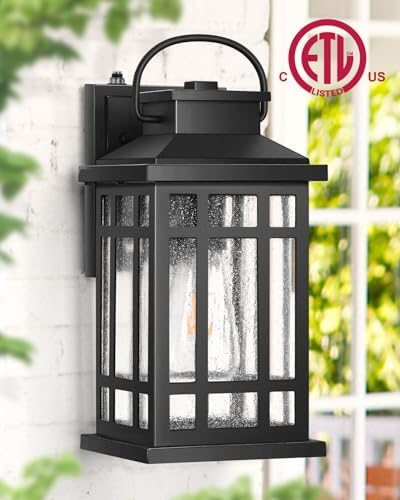 Outdoor Wall Lights Wall Mount, Dusk to Dawn Outdoor Lighting with Tempered Sleed Glass, Anti-Rust Black Outdoor Light Fixture, Modern Outside Porch Lights for House, Patio Exterior Wall Sconce - Image 5