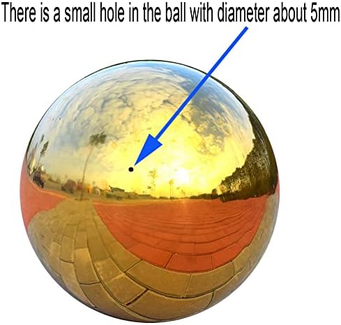 35cm/13.8 inch Diameter Gazing Globe Mirror Ball,Gold Golden Stainless Steel Polished Reflective Smooth Garden Sphere,Colorful and Shiny Addition to Any Garden or Home - Image 2