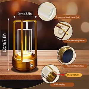 Rechargeable Table Lamp, 4000mAh Battery-Operated Cordless (Gold-2) - Image 3