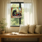 Black Shire Horse Resting Under Stable Eaves Square Suncatcher – Stained Glass Style Window Panel with Pastoral Scene, Custom Decorative Hanging Art for Equestrian Home, Christmas E6Fxuk - Image 7