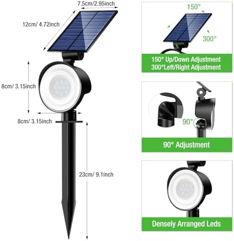 nipify 8 Pack Solar Spot Lights Outdoor Waterproof, Solar Spotlight Light for Outside Yard Landscape Lighting Pathway Lights Wall Auto On/Off, RGB - Image 6