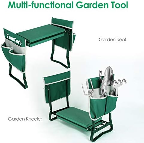 TomCare Upgraded Garden Kneeler Seat Widen Soft Kneeling Pad Garden Stools Garden Bench with 2 Large Tool Pouches Outdoor Foldable Gardening Gifts for Women Men Gardeners, Green - Image 5