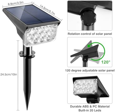 Halloween Red and Green Solar Spot Lights Outdoor,LED Solar Landscape Spotlights with Adjustable Panel,Waterproof IP65 Landscape Lighting for Yard Garden Tree Christmas(Red 2 Pack,Green 2 Pack) - Image 4