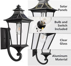 Emliviar Solar Outdoor Wall Light, Dusk to Dawn Porch Lantern, 500181-SL BK - Image 4