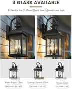 FEMILA 26" Outdoor Wall Light, Large Exterior Wall Lantern with Water Ripple Glass, 3-Light Outdoor Wall Light Fixtures for Entryway, Patio, Garage, Doorway, E12 Base, 4FD54B-L BK - Image 6