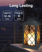 SHYMERY Solar Lanterns Outdoor Waterproof, 14 Inch Outdoor Lanterns with LED Flickering Flameless Candles,2 Pack Hanging Black Lantern Decorative for Patio,Front Porch,Balcony,Outside,Table Decor - Image 5