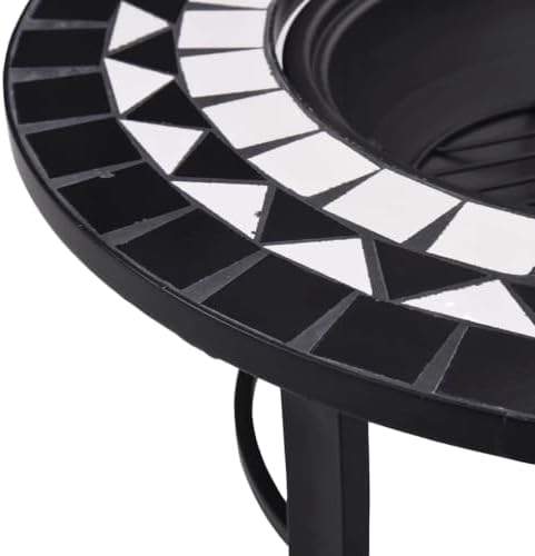 Black White Ceramic Fire Pit 26.8 Inch with Steel Bowl - Image 7