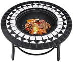 Mosaic Fire Pit - 26.8 in Ceramic Bowl - Steel BBQ Heater - Image 6