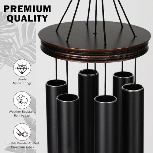 Vanquer Large Wind Chimes for Outside Deep Tone - 46'' Wind Chimes Outdoor Clearance, Memorial Windchimes, Sympathy Gift, Outdoor Décor, Patio, Home Décor, Vintage Black (46" Tree of Life) - Image 4
