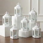 Vela Lanterns Tea Light Candle Holders, Mini Wedding Centerpieces, White by VelaCandleLanterns