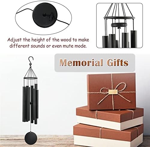 Large Wind Chimes Outdoors Deep Tone, in Memory of Loved One Wind Chimes for Outside,Sympathy Chimes Gifts for Mother/Father,Prime/Clearance Memorial Chimes, Metal Chimes Outdoors Garden Décor(Black) - Image 5
