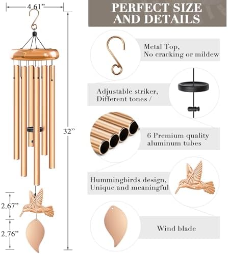 Wind Chimes for Outside, Hummingbird Memorial Wind Chimes Gifts, Windchimes Outdoors, Unique Sympathy Wind Chimes Gifts for Loved one Mom Dad, Home Garden Decor. - Image 5