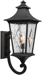 Black Outdoor Wall Lights Waterproof Exterior Lighting Fixtures 29.3 Inch Large Outdoor Wall Sconce Light with Water Ripple Glas for Garage Patio and Doorway E26 Socket by Naxttii