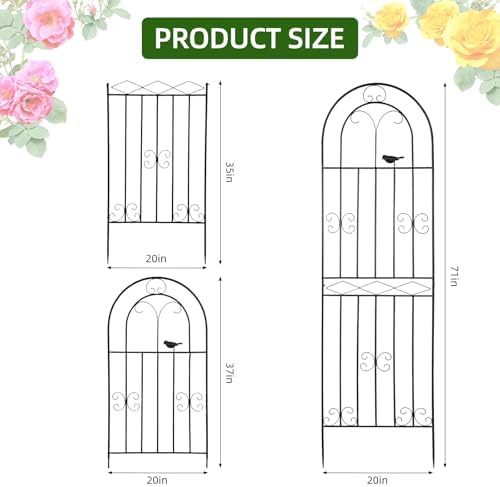 Amoskey Durable Garden Trellis for Climbing Plants - Outdoor Trellis Supports for Lush Greenery - Ideal for Vines, Flowers, and Vegetables, Easy Installation & Space-Saving Design (71"H*20"W -2 pack) - Image 2
